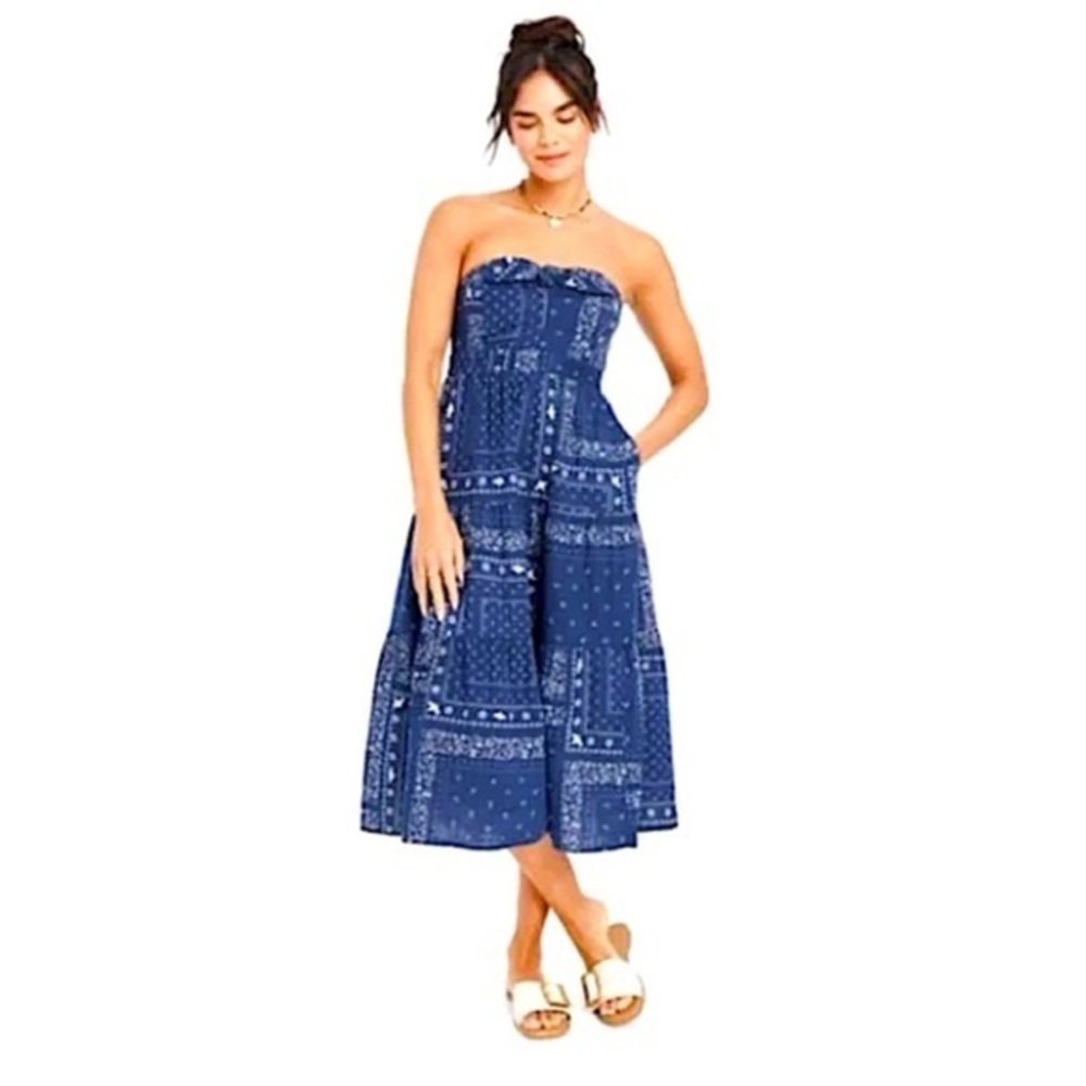 Universal Thread Blue Strapless Sundress Resort Wear